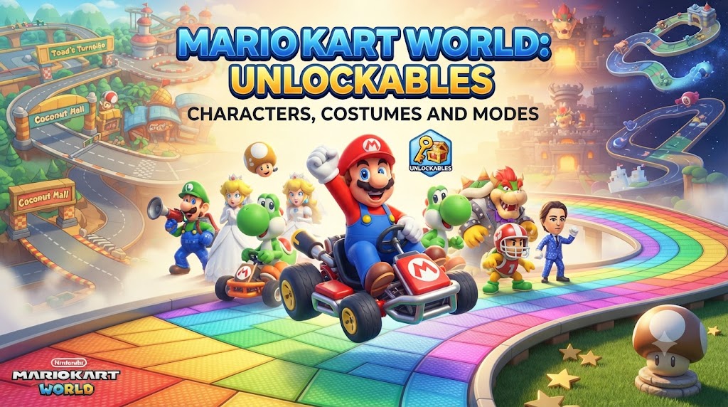 Mario Kart World Unlockables ปลดล็อกตัวละคร คอสตูม ครบ